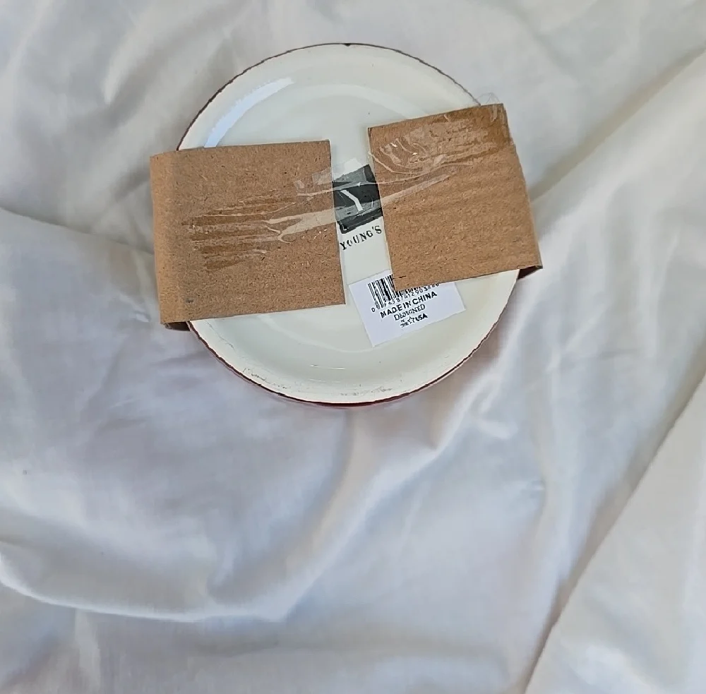 Serving Bowl With Trivet & Spoon Rustic Ceramic Bowl with Cabin Sketch